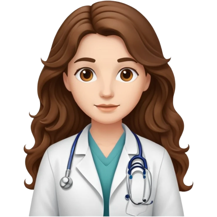 Doctor with long brown wavy hair emoji