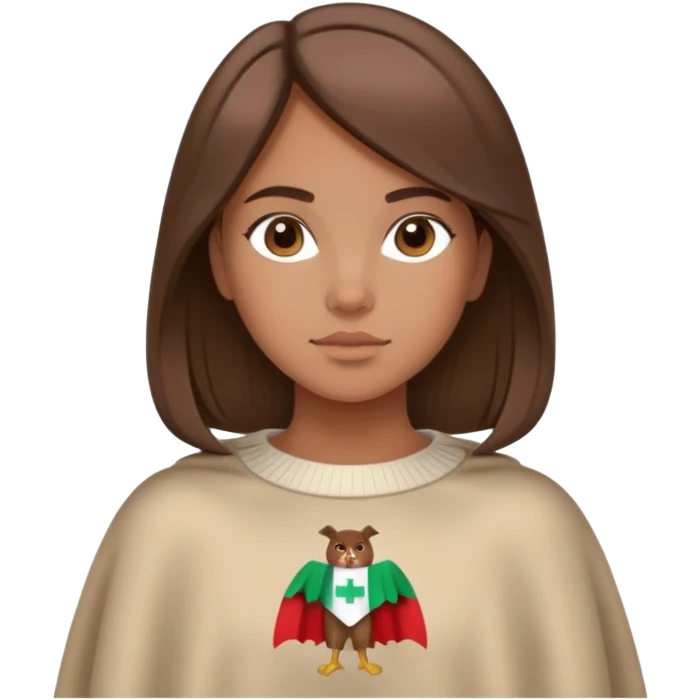 Italian girl with medium length brown hair wearing crewneck sweater that says cape cod on it emoji