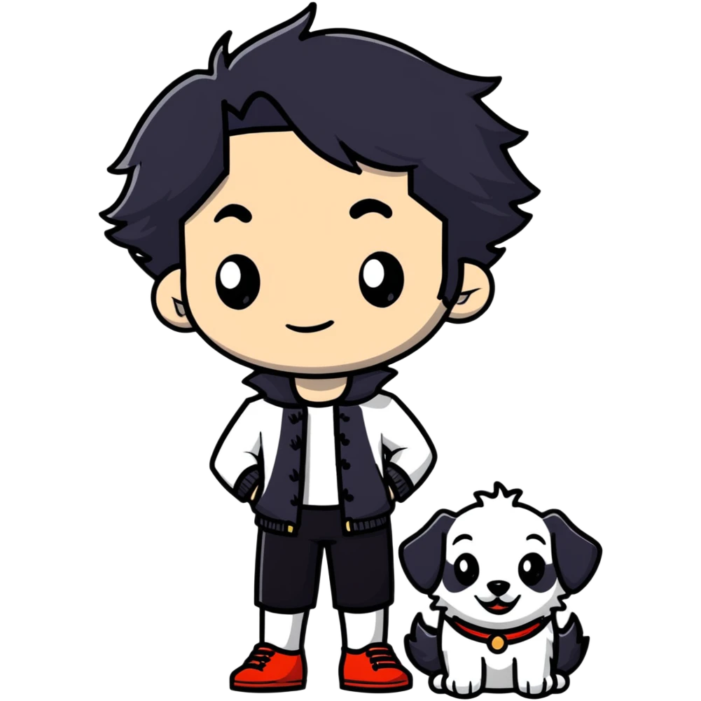 Carlos from Descendants, son of Cruella de Vil, white and black hair, freckles emoji