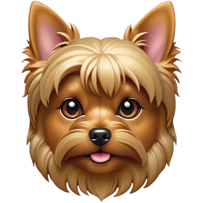 Cinematic Noble Yorkshire Terrier Portrait Emoji, Exuding refined charm and dignified poise, with a lustrous, silky fur in rich, deep hues, alert eyes and a confident expression, simplified yet exquisitely detailed, glowing with a soft, aristocratic radiance, high shine, embodying intelligent grace and classic elegance, soft glowing outline, capturing the essence of a regal Yorkshire Terrier ready to rule the screen with effortless sophistication! emoji