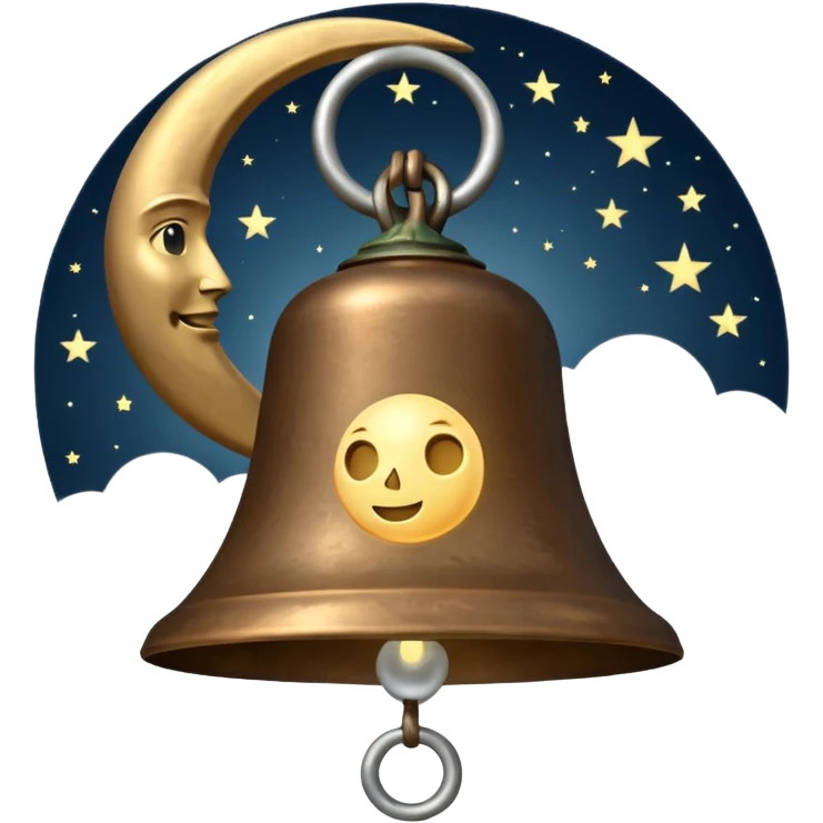 the midnight bell with moon at the back emoji