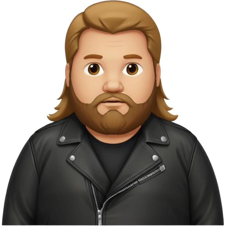 Long hair obese men with beard in leather jacket emoji