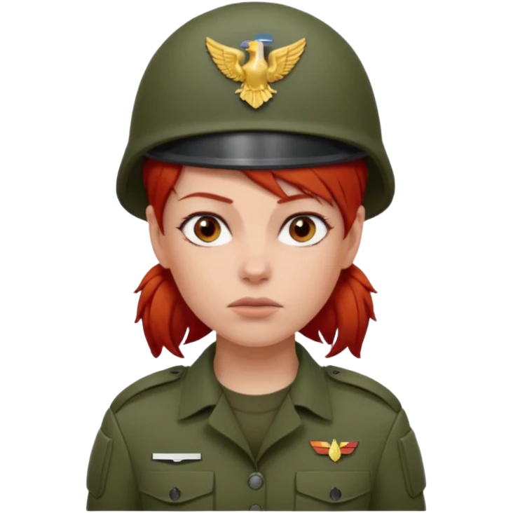 Female Soldier red hair no wearing cap emoji