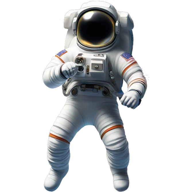 Astronaut floating far from the camera in the space full of stars emoji