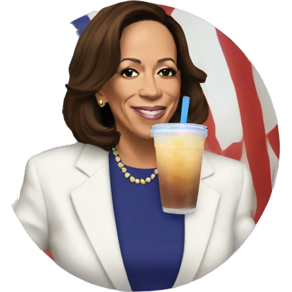 Kamala Harris drinking boba emoji
