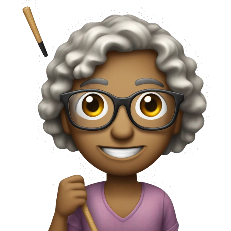 invidente con baston y lentes tocando el piso con el baston emoji
