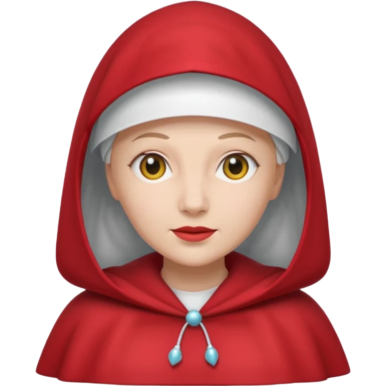 Handmaid's Tale woman in white bonnet, red cloak, simple emoji style emoji