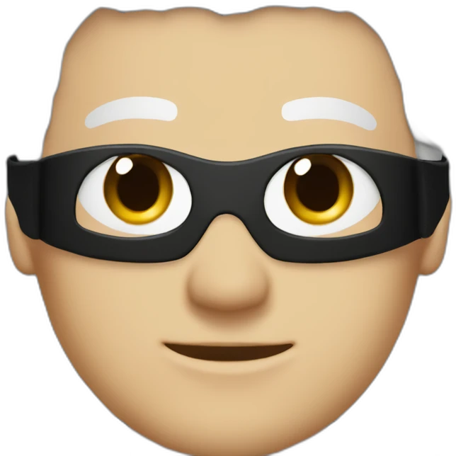 White male with spiky white hair with black blindfold wearing a black compression shirt emoji