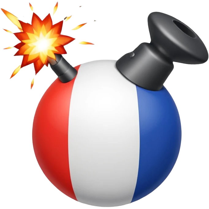 French flag emoji combined with bomb emoji and explosion effect emoji