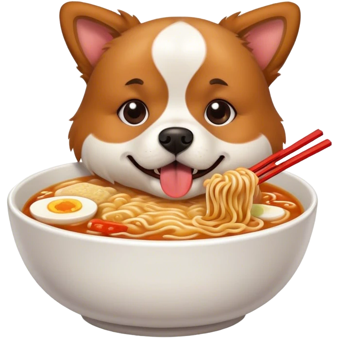 a dog eating ramen emoji