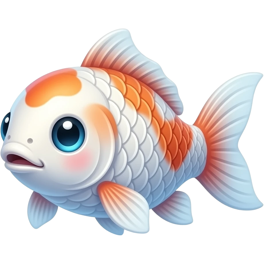 humanoid cute koi 3d cartoon in winter snow background emoji