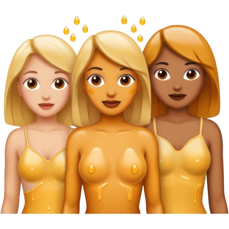five naked woman covered in cum emoji