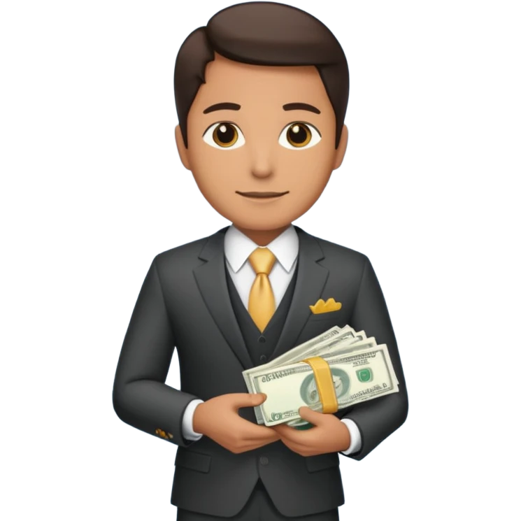 CEO with money in his hands donating to a hospital emoji