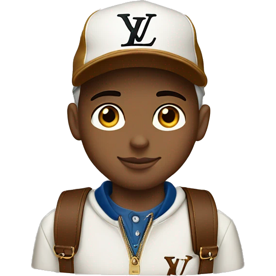 White Boy wearing cap Louis Vuitton   emoji