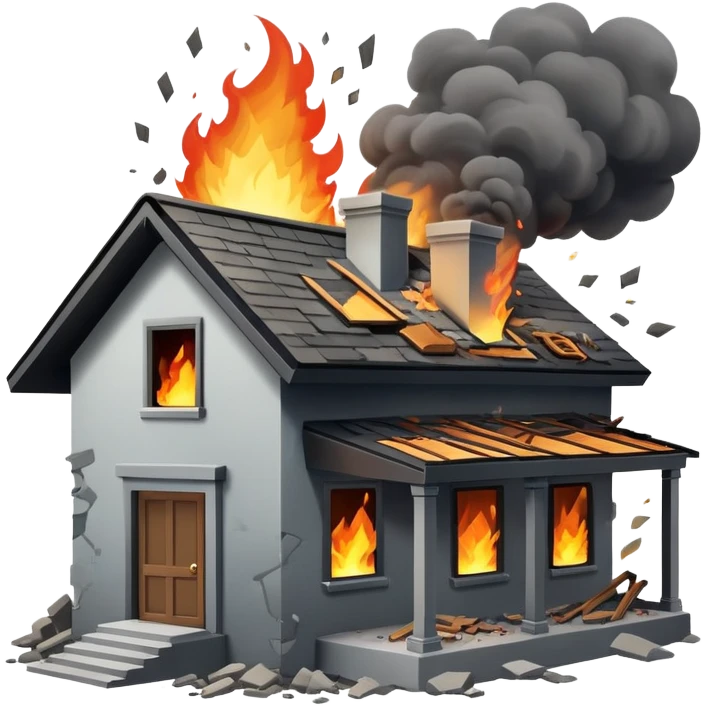 A house getting blown up emoji