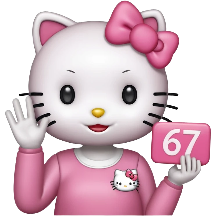 hello kitty holding up 67 emoji