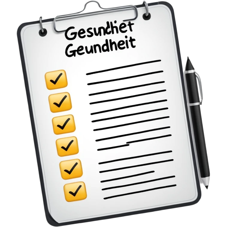 Checklist with the work "Gesundheit" on the top emoji