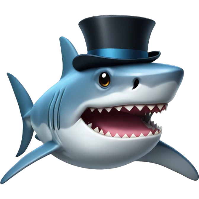 Shark with a top hat emoji
