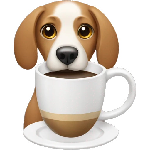 a dog drinking coffee emoji