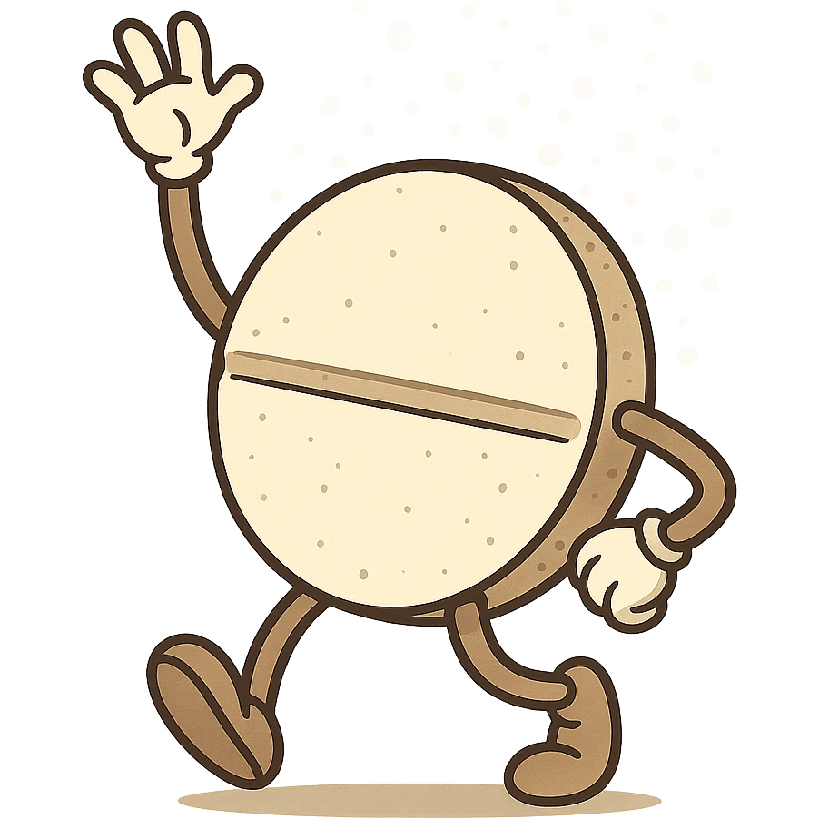 cartoon style effervescent tablet, no face emoji