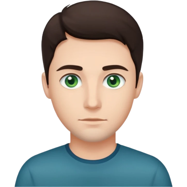 A man with blueish green eyes, dark brown hair  emoji