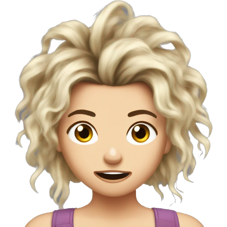 katie bell messy hair and shock emoji