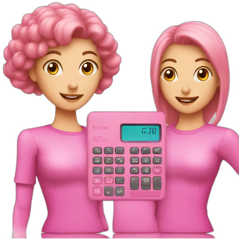 pink calculator and women  emoji