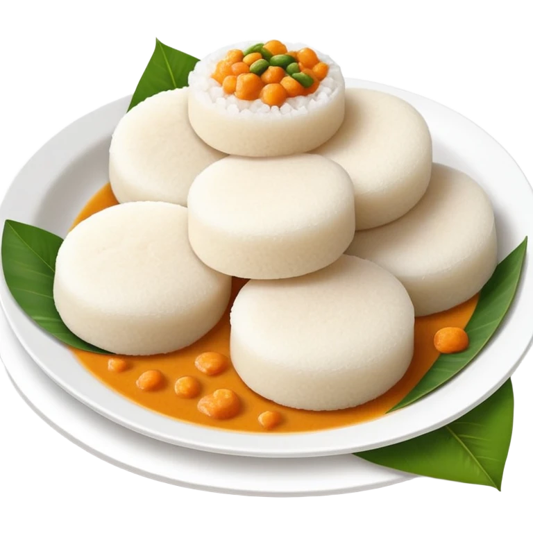 steamed idli rice cakes with sambar and coconut chutney emoji