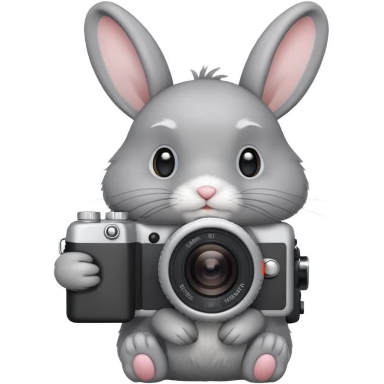 gray rabbit white camera emoji