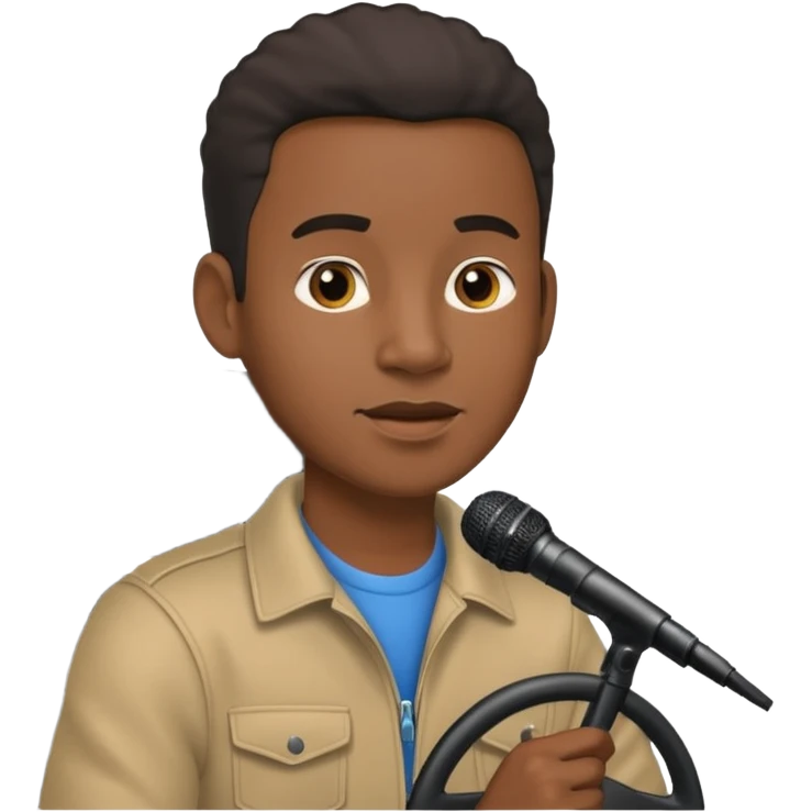 Black guy in a car with a microphone  emoji