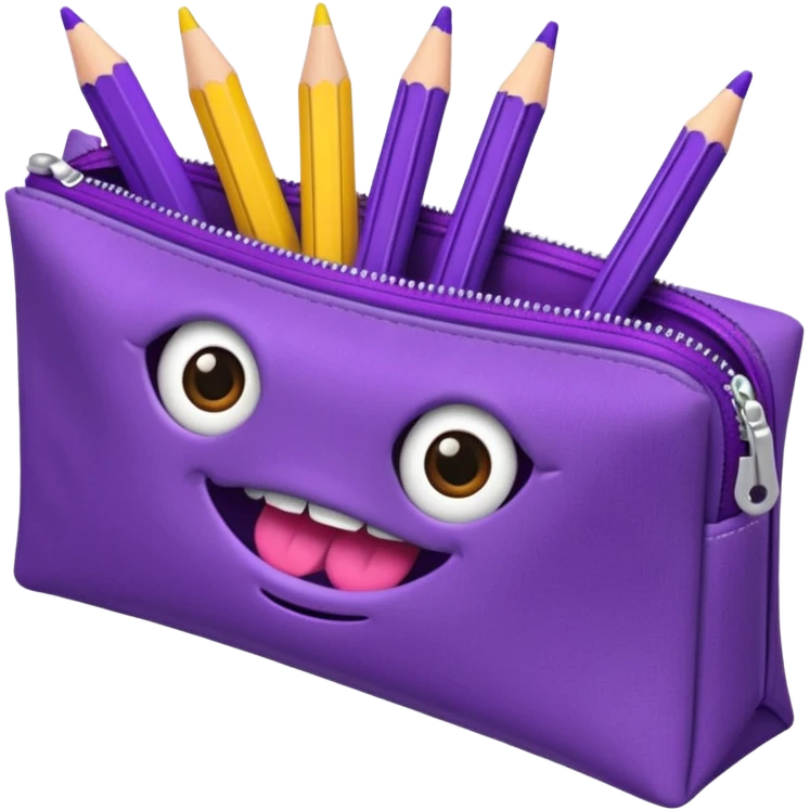 Pencil pouch with zipper mouth emoji