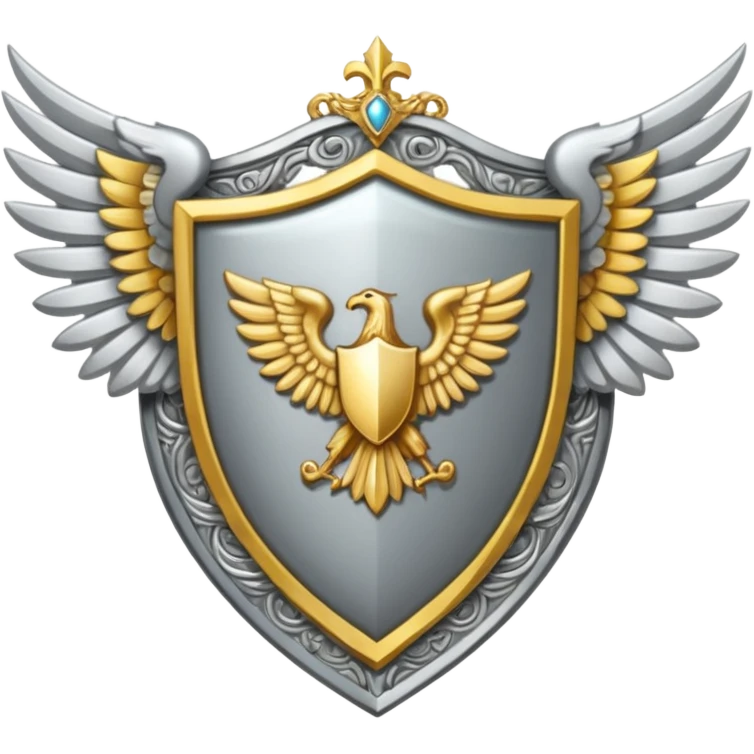 holy emblem with silver wings and shield in the middle emoji