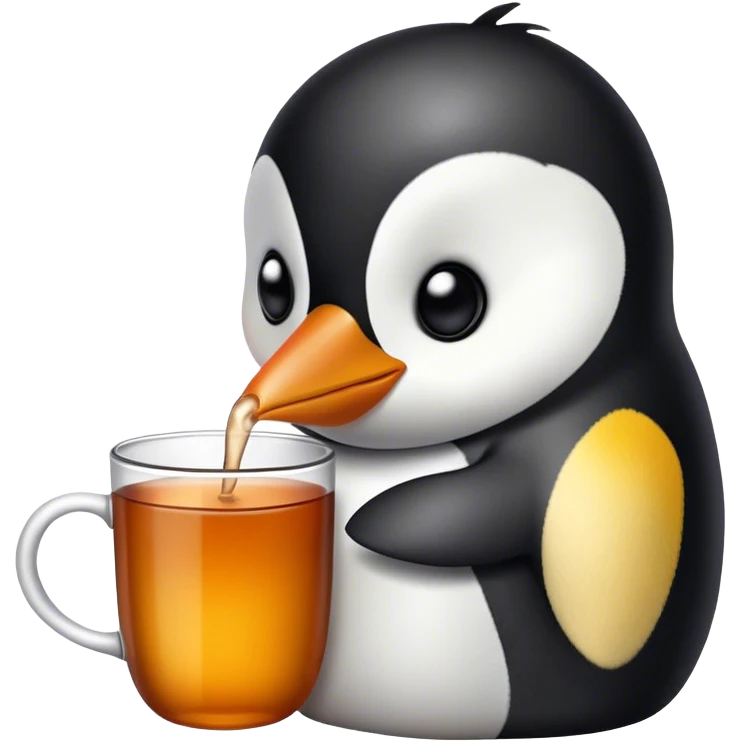 Penguin drinking tea emoji