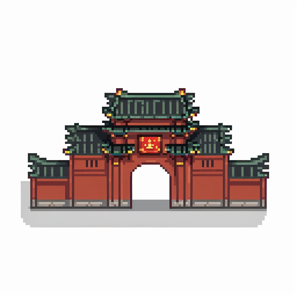 Tiananmen Square in Beijing with traditional Chinese architecture gate, sunny day, travel landmark illustration emoji