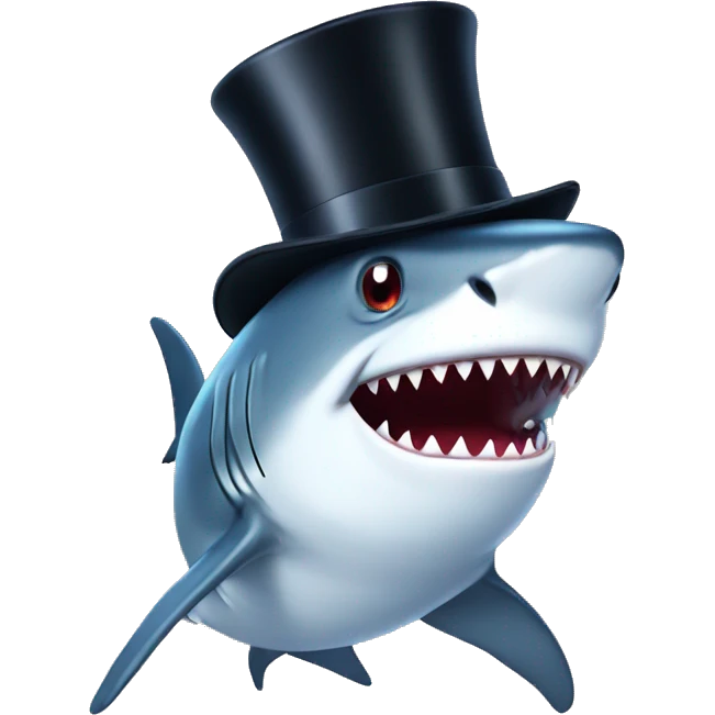 Shark with a top hat emoji