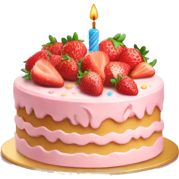 Pastel Birthday cake with strawberry emoji