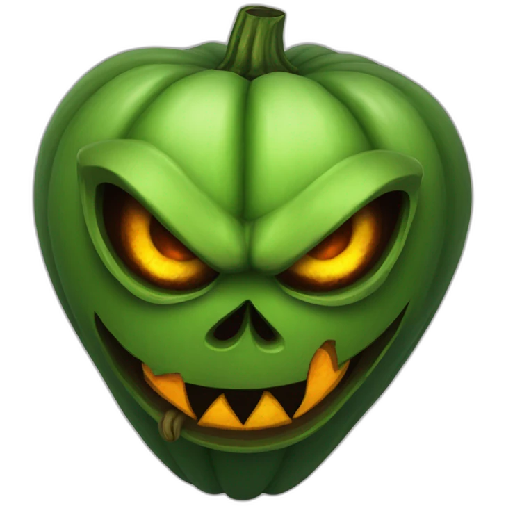 Greenfire pumpkin head with demon eyes emoji
