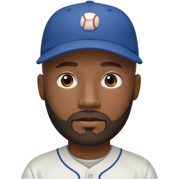 Man with bald head and beard and slightly dark skin wearing a baseball cap emoji