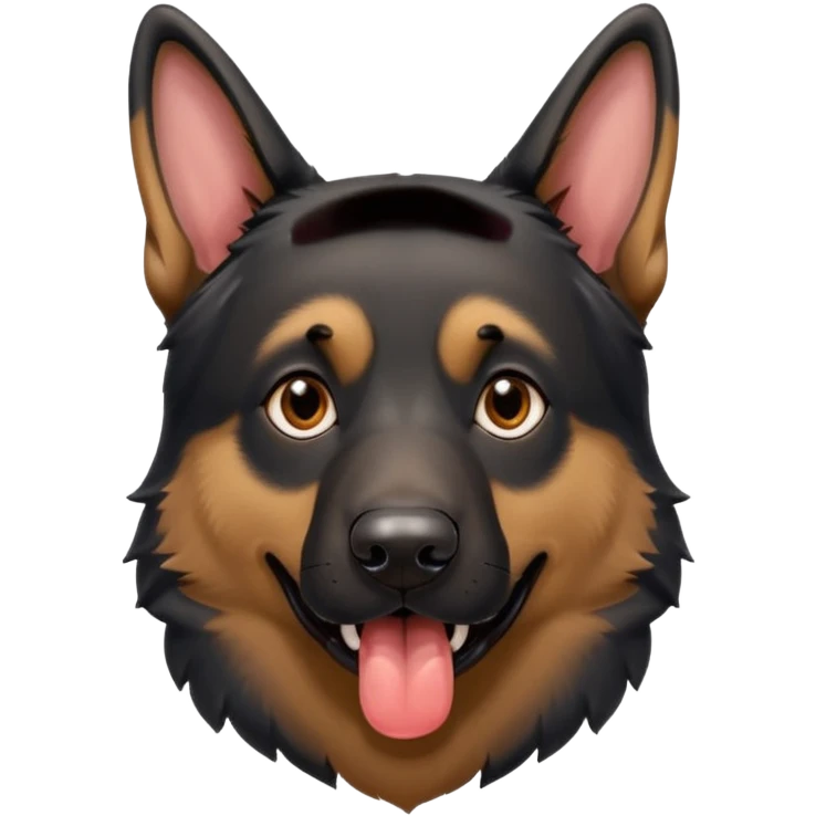cartoon style dark German Shepherd dog with alot longer tongue hanging out  emoji