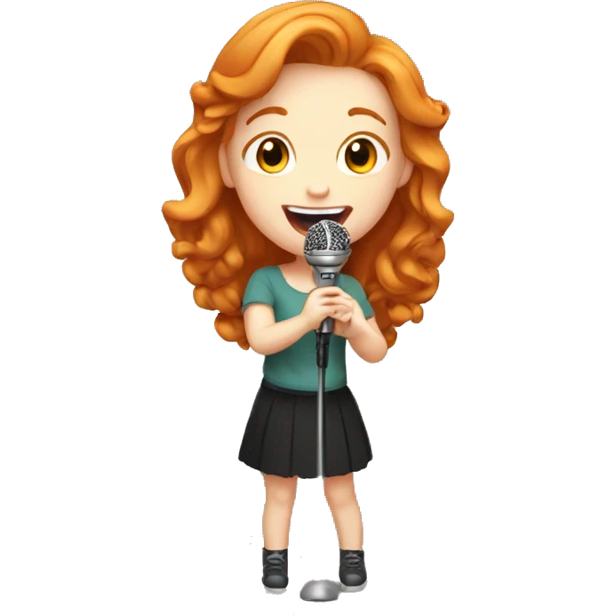 pretty GINGER girl singing holding mic emoji