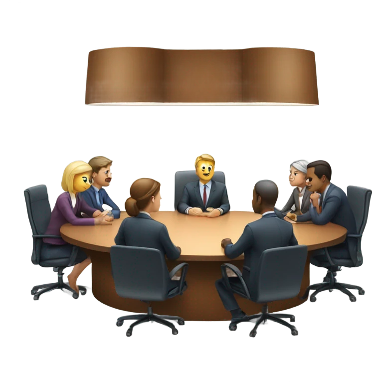 men and women work meeting at a table emoji