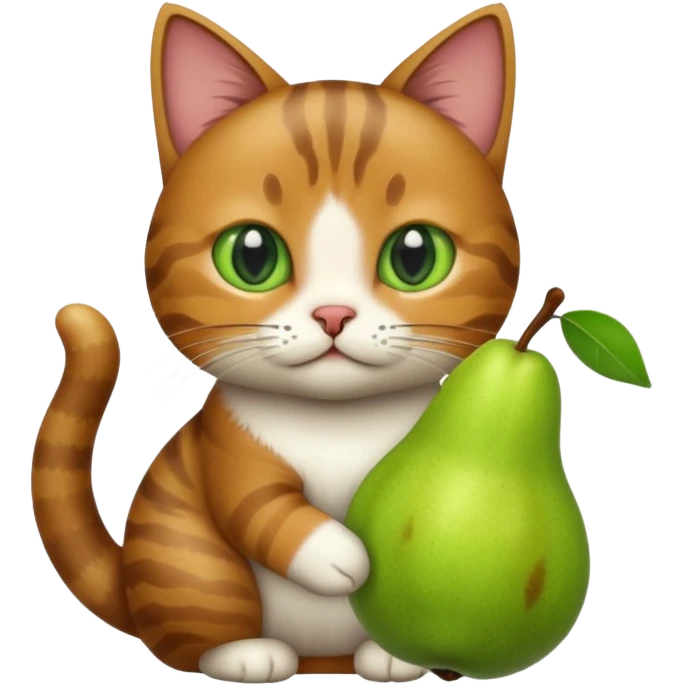 Erstelle eine Katze mit einer Birne in der Hand emoji