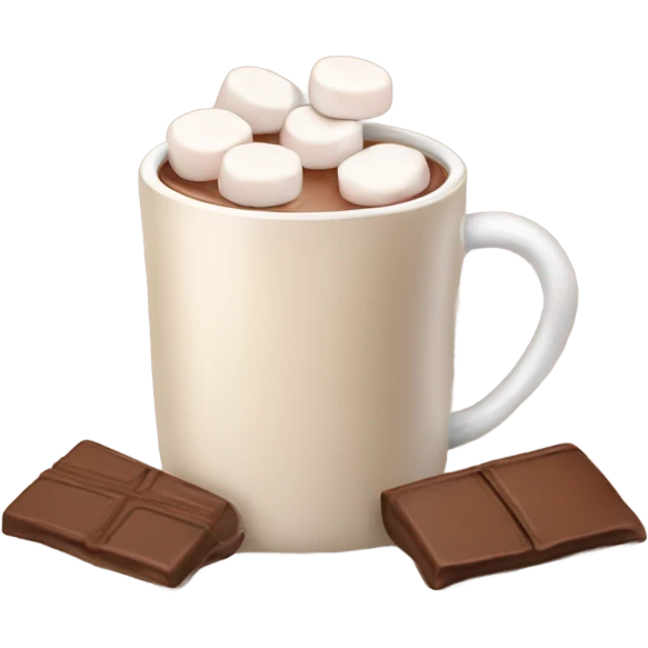 Light beige mug of hot chocolate with marshmallows  emoji
