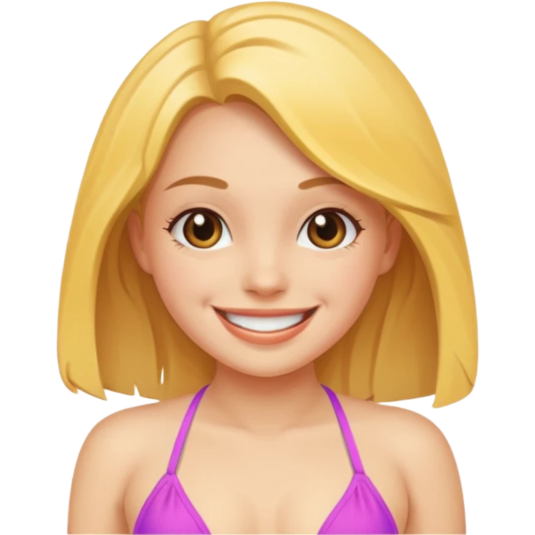 Make a girl showing her nipples  in bikini  emoji