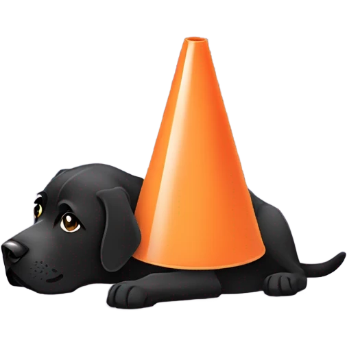 black lab dog wearing a cone  emoji