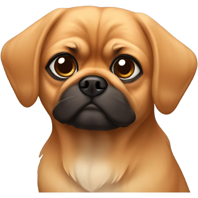 Reddish blonde cross between a puggle and Pekingese dog emoji