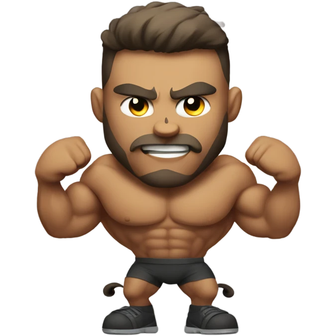 Man cat with huge muscles being a buff man emoji