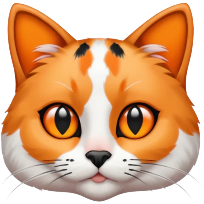 A calico cat with a black heart on its nose emoji