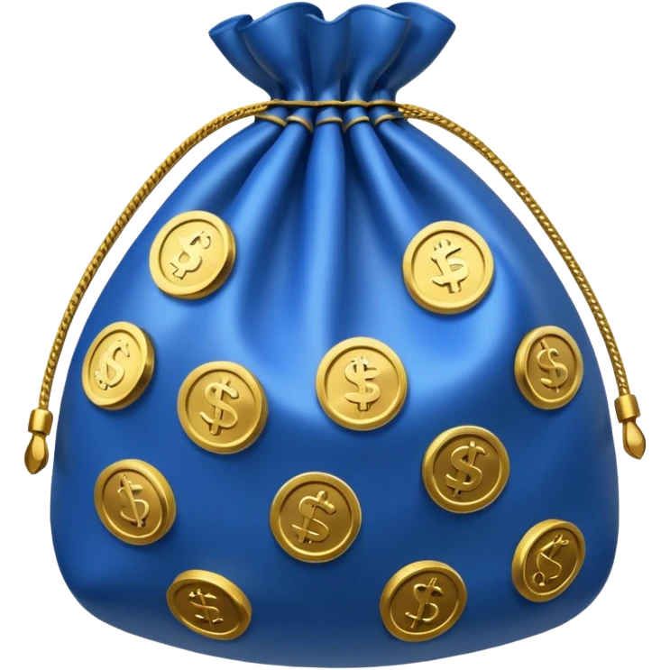blue coins inside a money bag  emoji