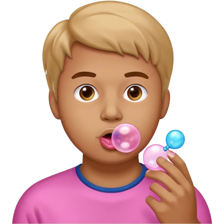 the guy is making a buuble of a chewing gum
 emoji